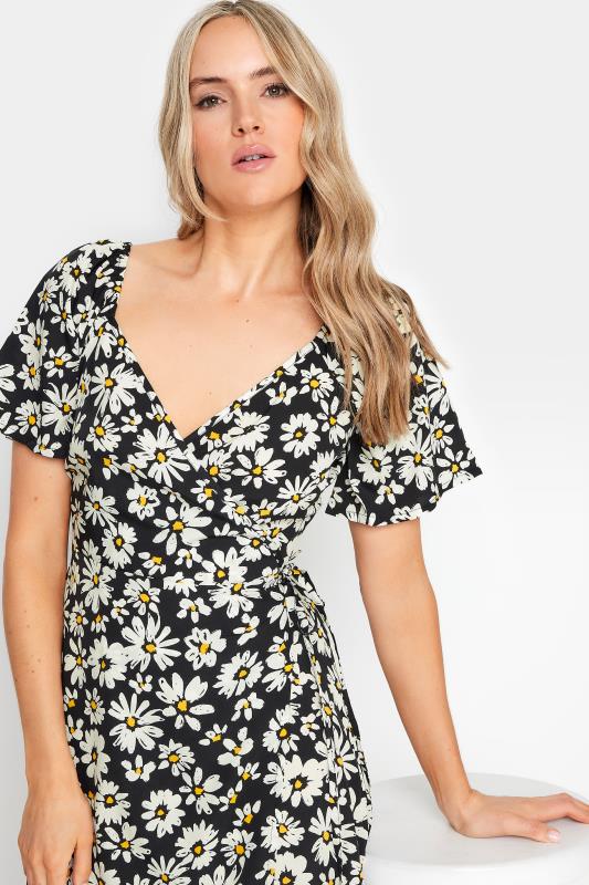 LTS Tall Women's Black Daisy Print Wrap Dress | Long Tall Sally 4