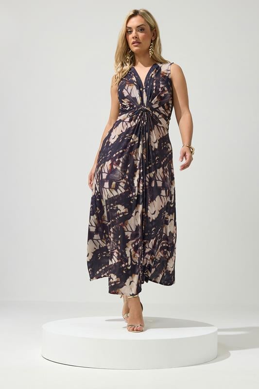 YOURS LONDON Curve Brown Abstract Knot Detail Dress
