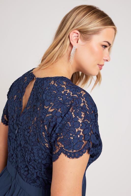 YOURS LONDON Plus Size Navy Blue Lace Sweetheart Midi Dress | Yours Clothing 4