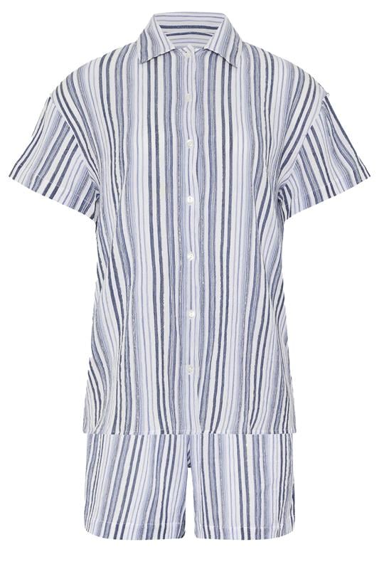 LTS Tall Women's Set Blue & White Stripe Shirt & Shorts | Long Tall Sally 7