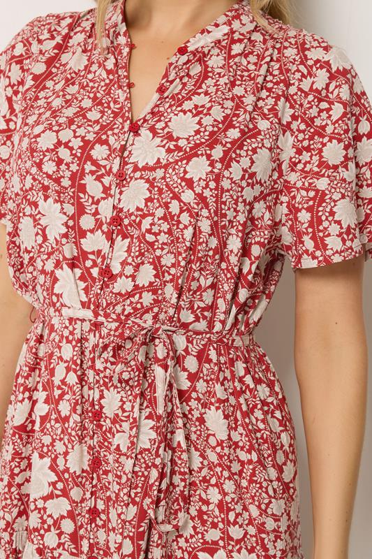LTS Tall Women's Berry Red Floral Tie Waist Maxi Dress | Long Tall Sally 5