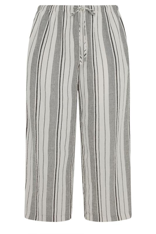 YOURS Plus Size Natural Brown Stripe Linen Look Trousers | Yours Clothing 6