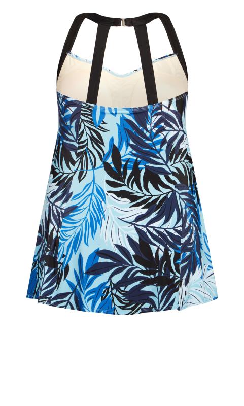 Avenue Blue Palm Print Swim Dress 4