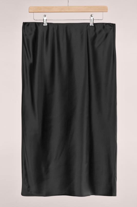 EVANS Plus Size Black Midi Satin Skirt  5