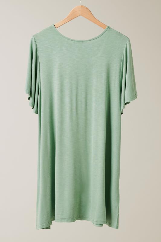 EVANS Plus Size Sage Green Angel Sleeve Top | Evans 6