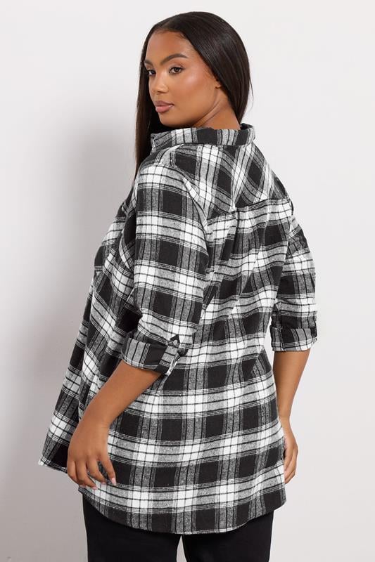 YOURS Plus Size Black Check Boyfriend Shirt | Yours Clothing 2