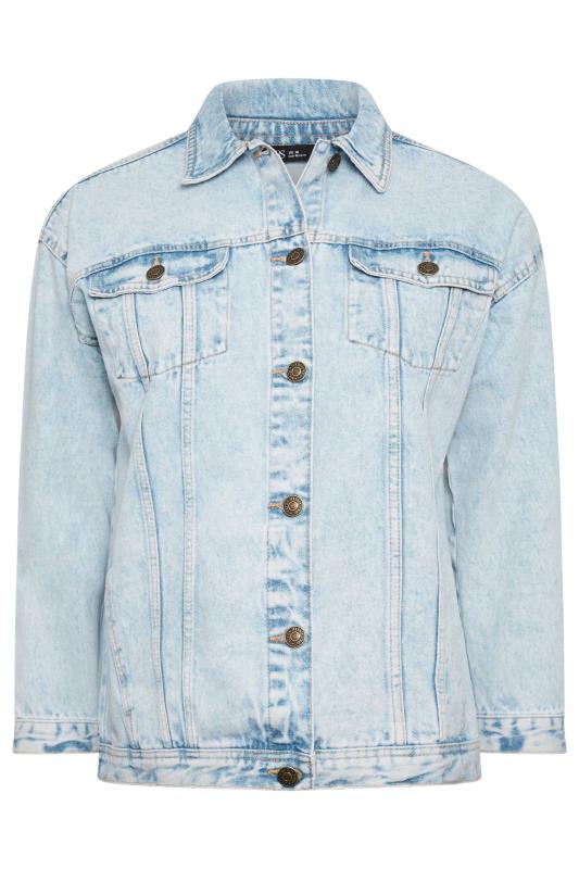 YOURS Plus Size Light Blue Washed Oversized Denim Jacket | Yours Clothing 7
