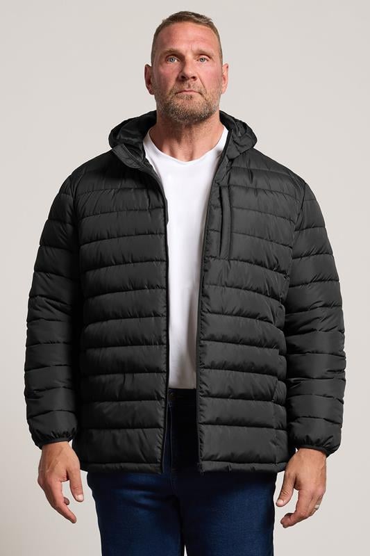 BadRhino Big & Tall Black Lightweight Hooded Puffer Jacket | BadRhino 1