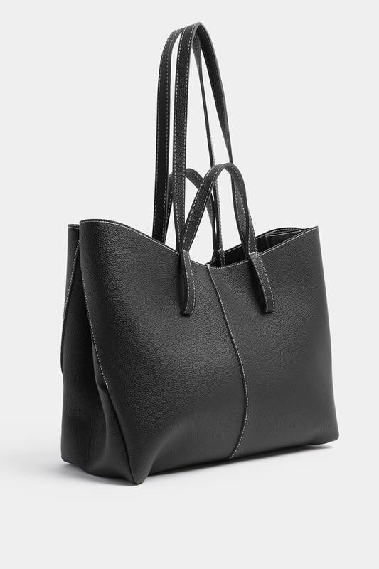 Black Faux Leather Slouchy Shoulder Bag | Yours Clothing 2