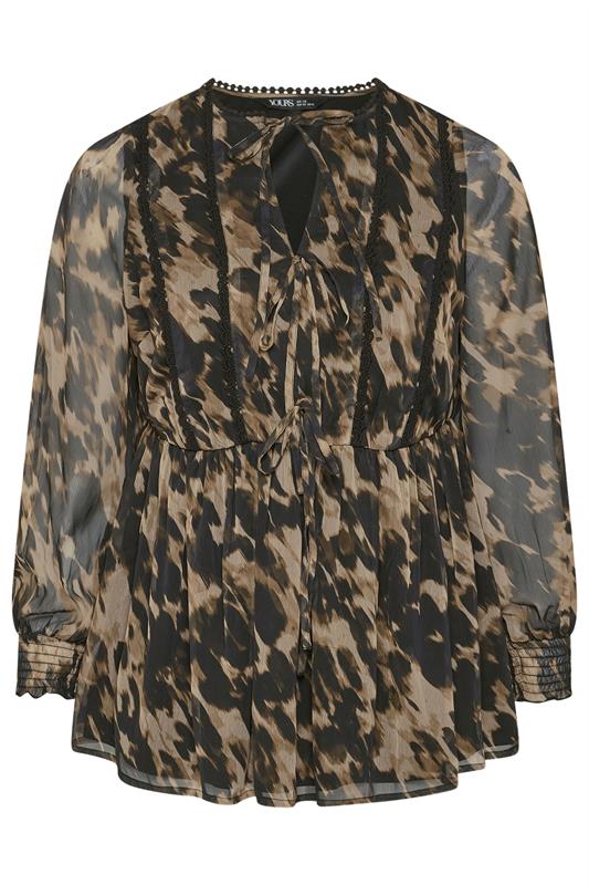 YOURS Plus Size Black Leopard Print Tie Front Blouse | Yours Clothing 5