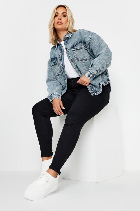 YOURS Plus Size Blue Quilted Denim Shacket | Yours Clothing 3