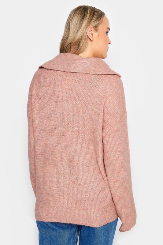 LTS Tall Women's Pink Marl Zip Funnel Neck Jumper | Long Tall Sally 3