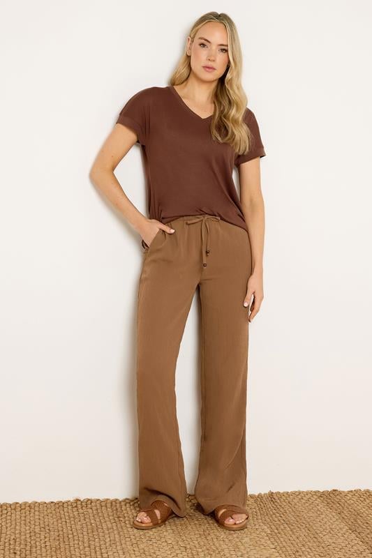 LTS Tall Camel Brown Textured Wide Leg Trousers
