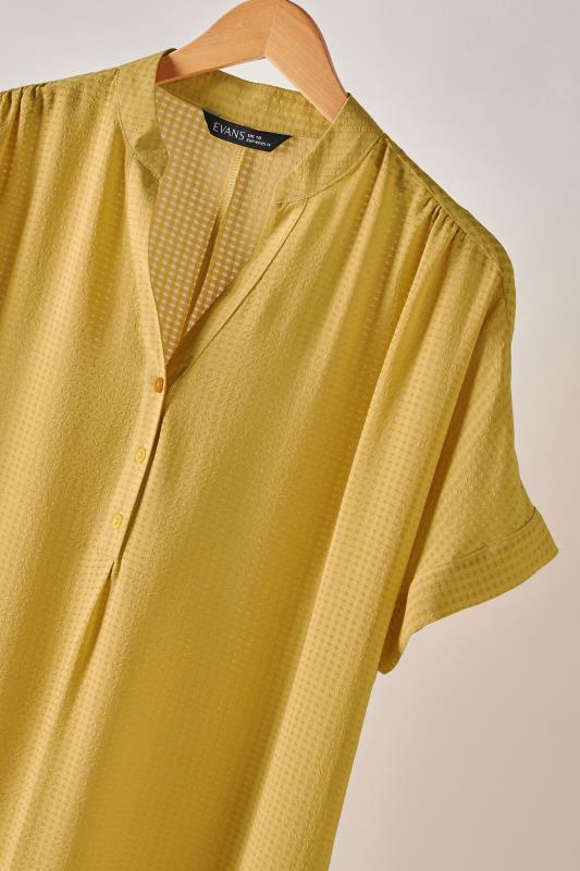 EVANS Plus Size Mustard Yellow Woven Check Blouse | Evans  7