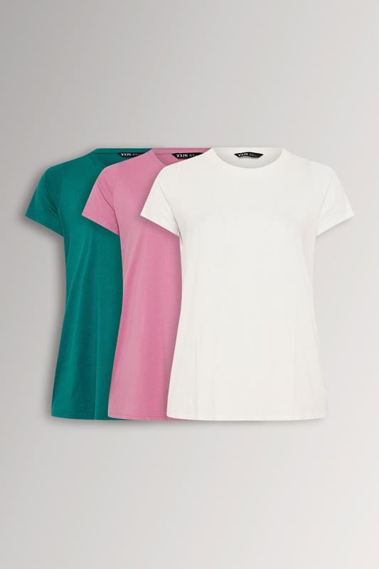 YOURSET Curve 3 PACK Pink & Green Core T-Shirts