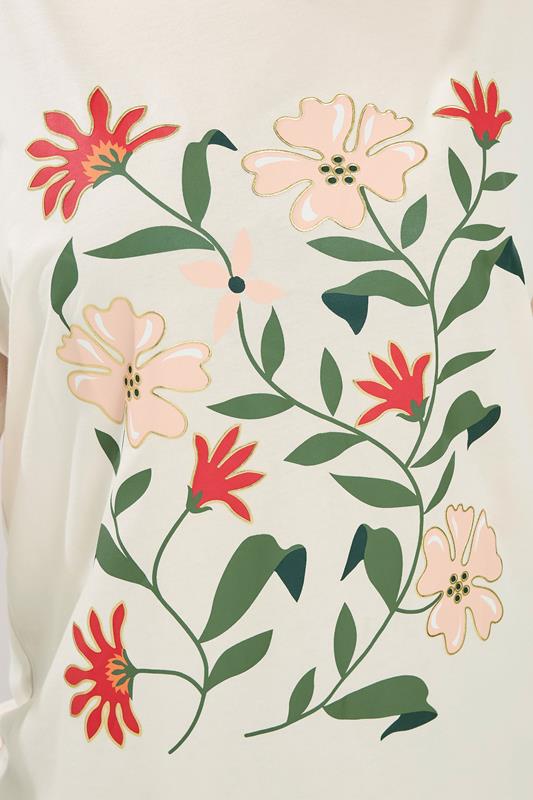 YOURS Plus Size Pink Floral Graphic T-Shirt | Yours Clothing 4