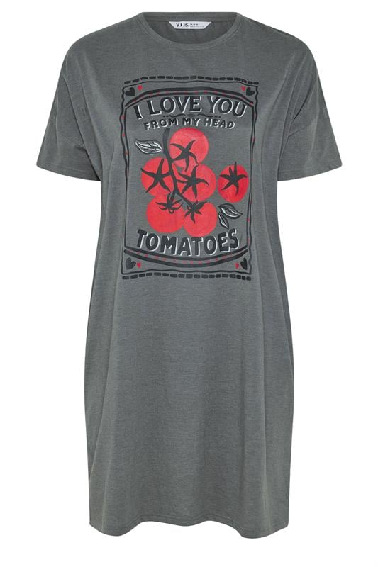YOURS Plus Size Grey 'I Love You From My Head Tomatoes' Nightdress | Yours Clothing 5