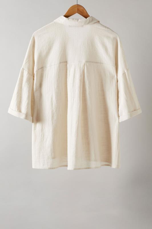 EVANS Plus Size Natural Cream Cotton Shirt | Evans 6