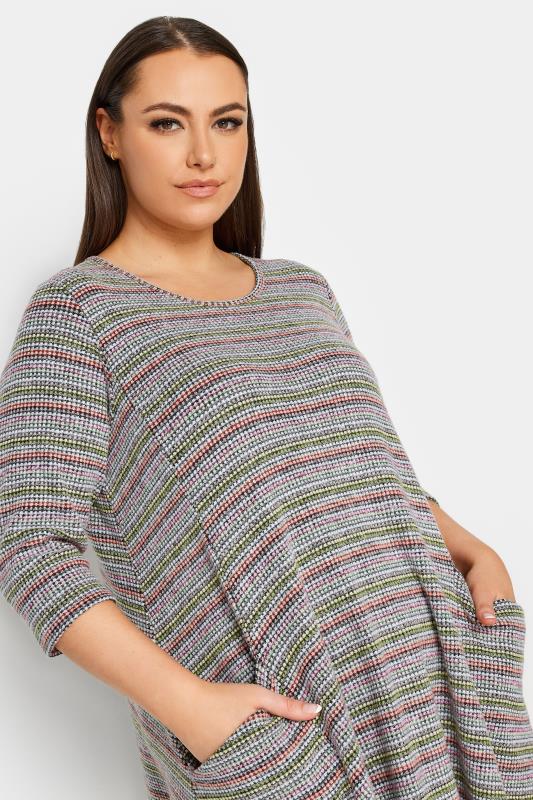 YOURS Plus Size Grey Stripe Soft Touch Pocket Dress | Yours Clothing 4