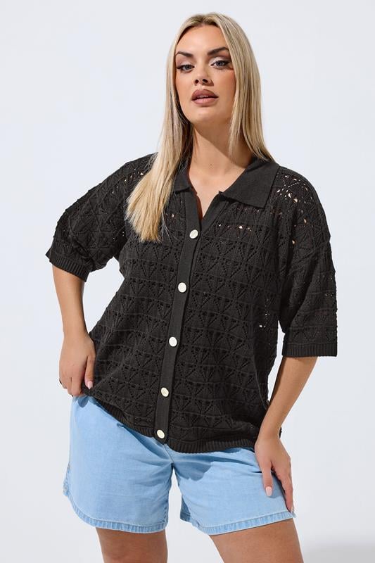 LIMITED COLLECTION Curve Black Crochet Shirt