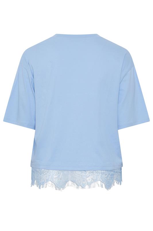 LIMITED COLLECTION Plus Size Light Blue Lace Hem T-Shirt | Yours Clothing 6