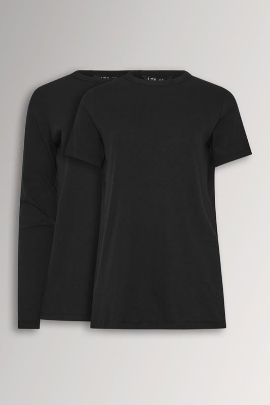 LTS Tall 2 PACK Black Short Sleeve & Long Sleeve Top