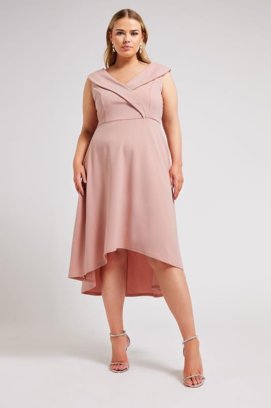 YOURS LONDON Plus Size Pink Tuxedo Style Dress | Yours Clothing 1