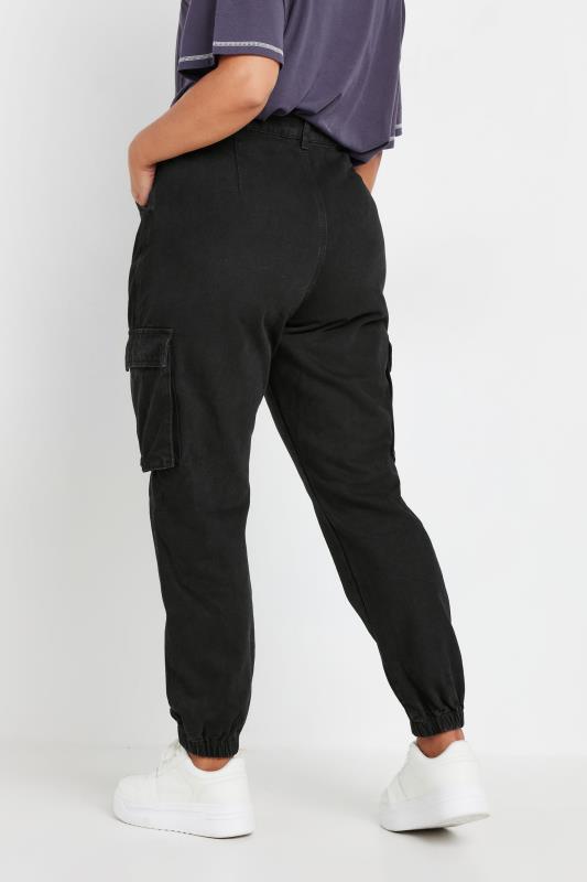 Plus Size Black Washed Cargo Jeans | Yours Clothing  3