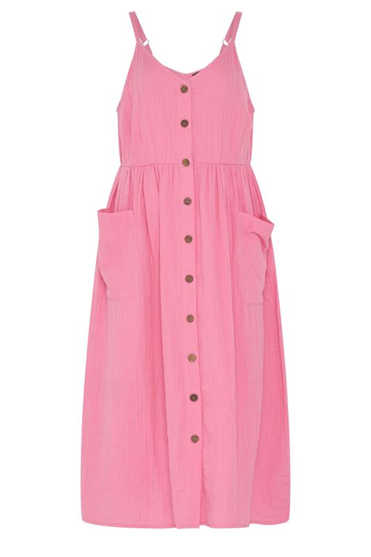 YOURS Plus Size Pink Cheesecloth Strappy Maxi Dress | Yours Clothing 5
