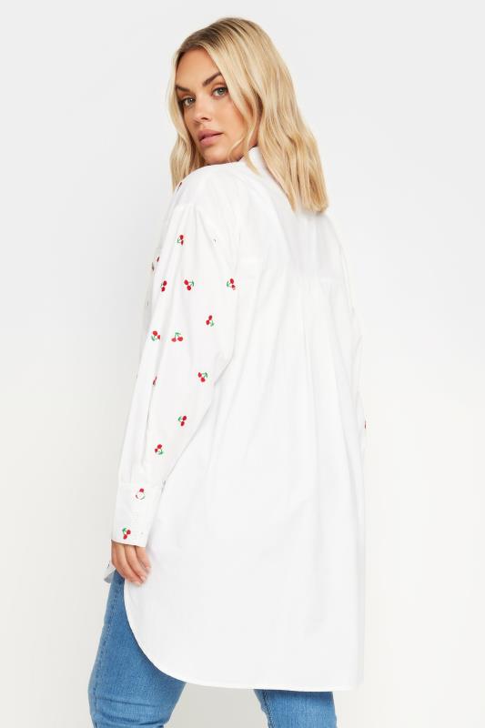 YOURS Plus Size White Embroidered Cherry Shirt | Yours Clothing 4