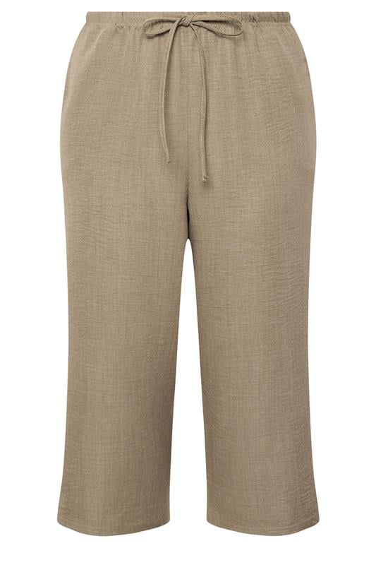 YOURS Plus Size Stone Brown Cropped Trousers | Yours Clothing 5