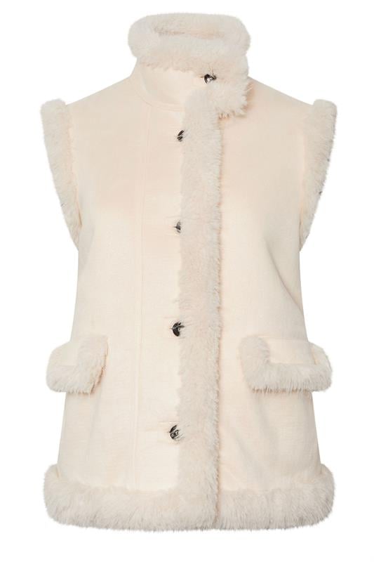 YOURS Plus Size Ivory White Shaggy Faux Fur Gilet | Yours Clothing 6