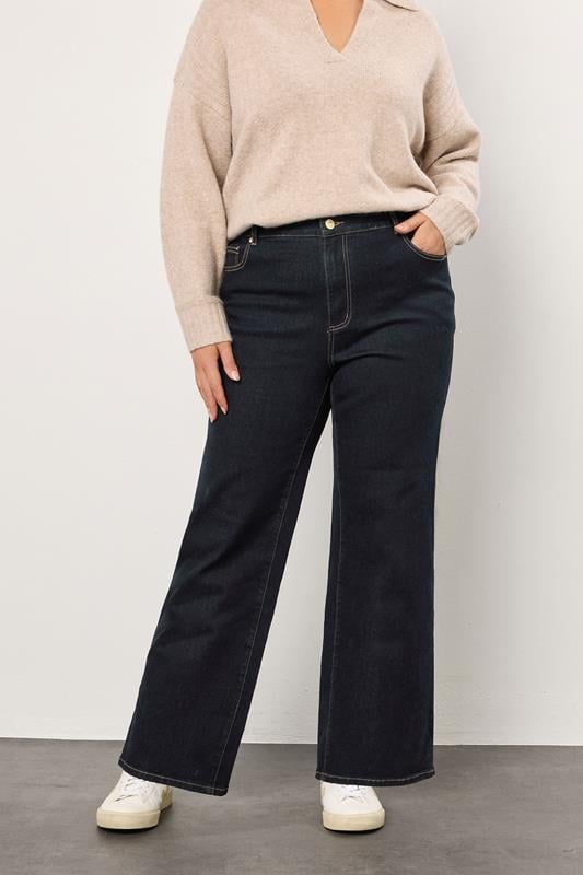 Plus Size  EVANS Curve Indigo Blue Premium Wide Leg Jeans