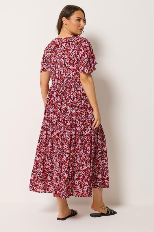 YOURS Plus Size Pink Ditsy Floral Maxi Dress | Yours Clothing 2