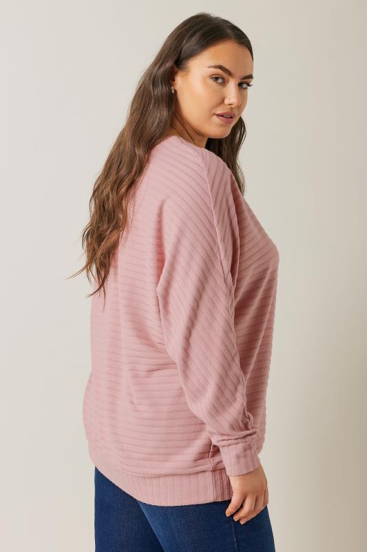 EVANS Plus Size Pink Ribbed Soft Touch Jumper | Evans 4