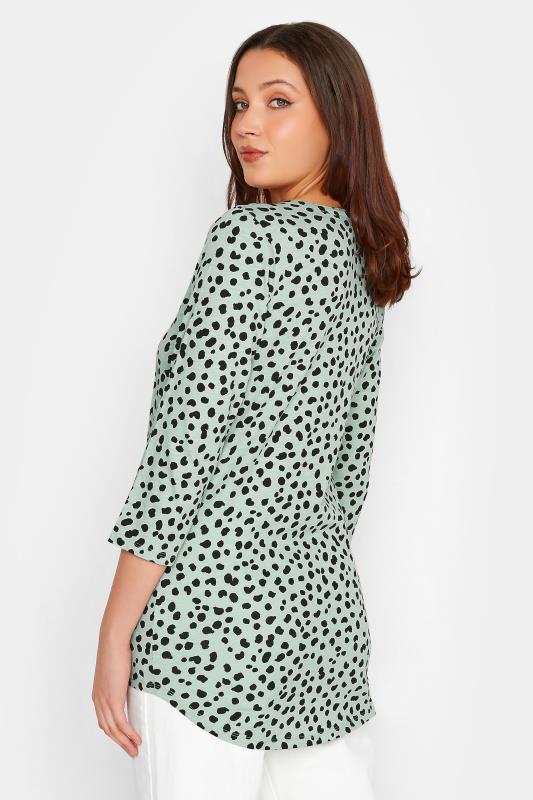 LTS Tall Women's Sage Green Dalmatian Print Henley Top | Long Tall Sally 3