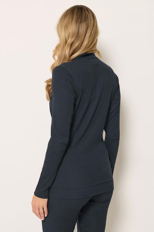 LTS Tall Women's Navy Blue Ribbed Zip Through Top | Long Tall Sally 3