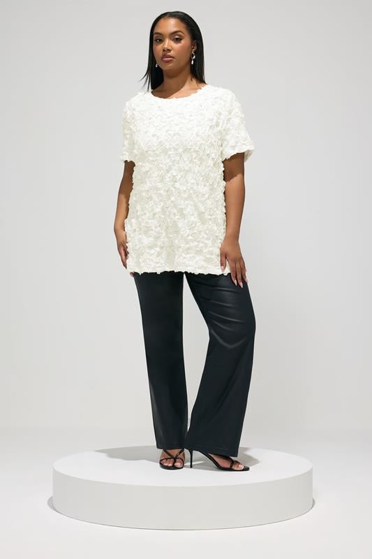 YOURS LONDON Plus Size White Textured Abstract Blouse | Yours Clothing 1