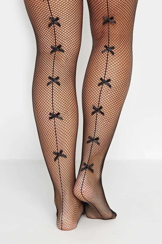 Black Fishnet Bow Seamed Tights | Yours Clothing 4
