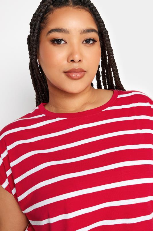 YOURS Plus Size Red Stripe Print Short Sleeve T-Shirt | Yours Clothing 4