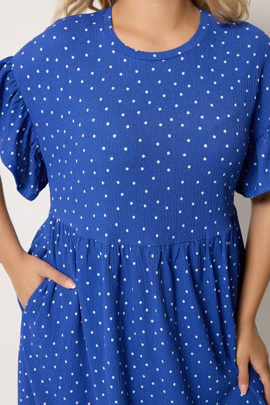 YOURS Plus Size Blue Polka Dot Midi Dress | Yours Clothing 4