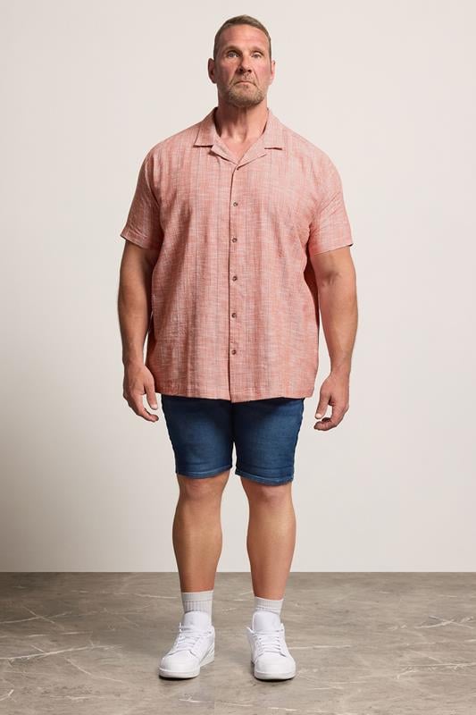 BadRhino Big & Tall Coral Pink Textured Stripe Shirt | BadRhino 2