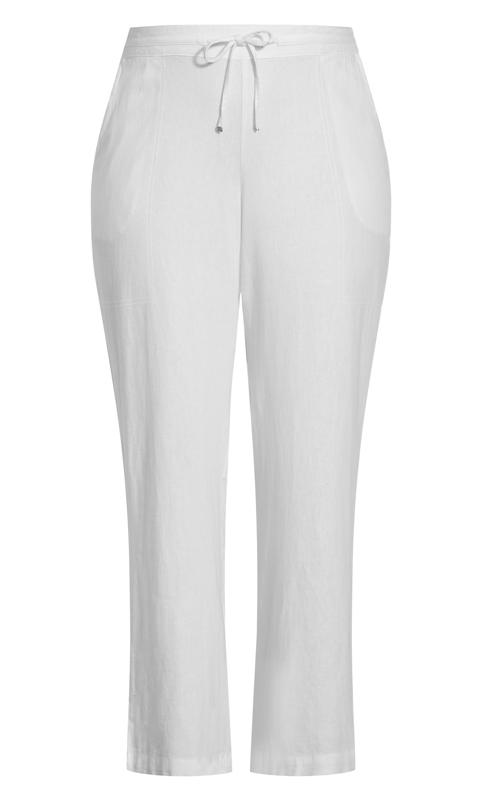 Evans White Relaxed Linen Blend Trousers 3