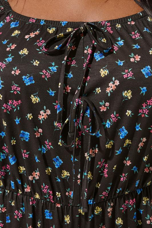 LIMITED COLLECTION Plus Size Black Ditsy Floral Playsuit | Yours Clothing 4