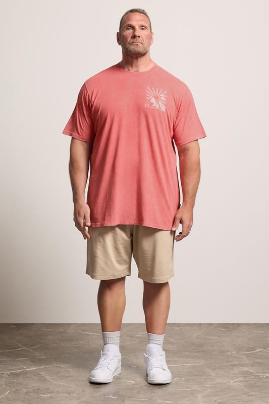 BadRhino Red Extra Long Acid Wash Sunset Print Tee | BadRhino 1