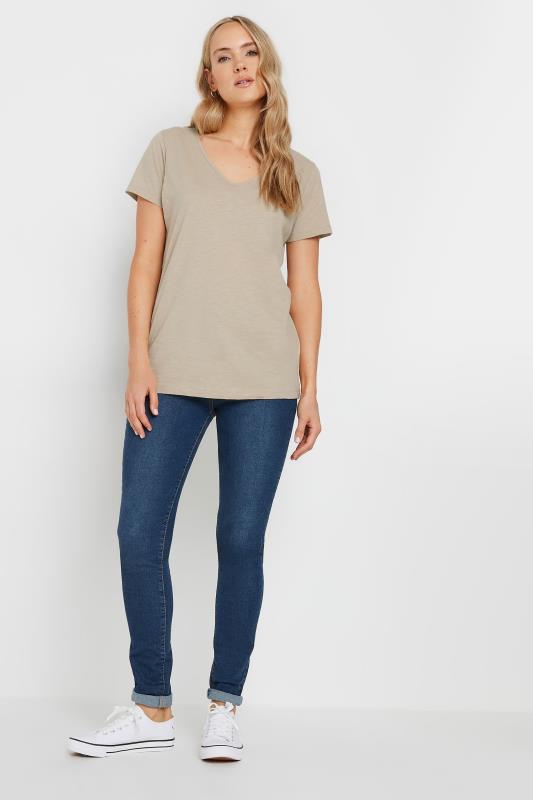 LTS Tall Women's Natural Brown V-Neck Short Sleeve T-Shirt | Long Tall Sally 2