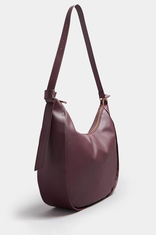Burgundy Red Faux Leather Slouched Shoulder Bag | Yours Clothing 2