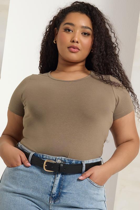 Plus Size Brown Short Sleeve Bodysuit | Yours Clothing 4