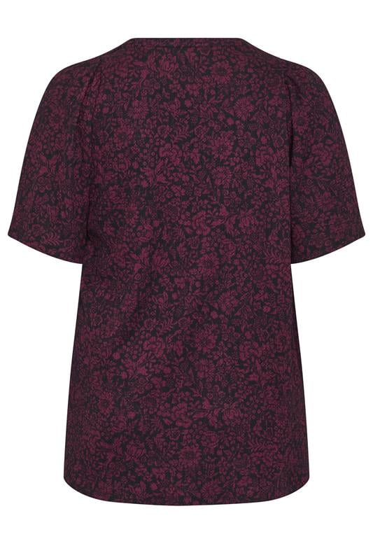EVANS Plus Size Black & Red Ditsy Floral Top | Evans 6