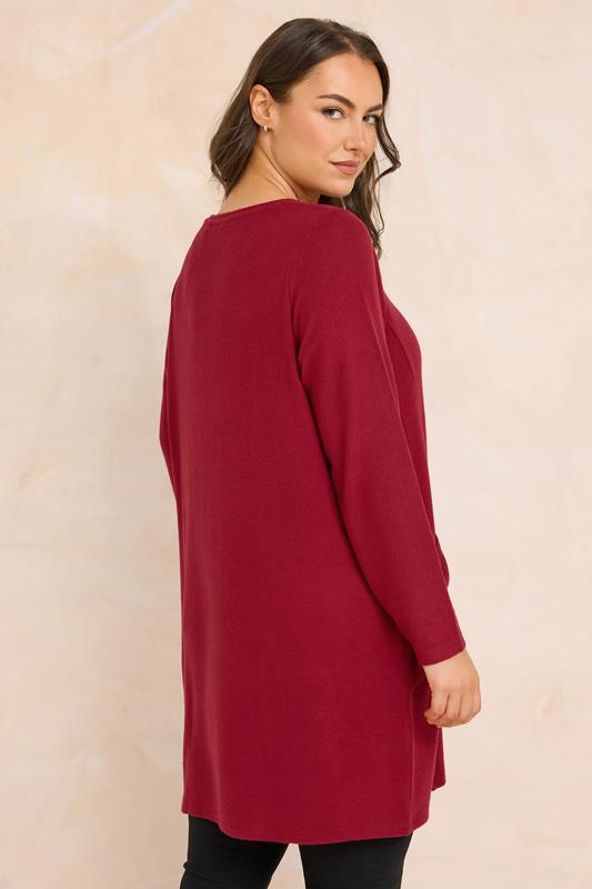 EVANS Plus Size Red Front Pocket Tunic Jumper | Evans  2